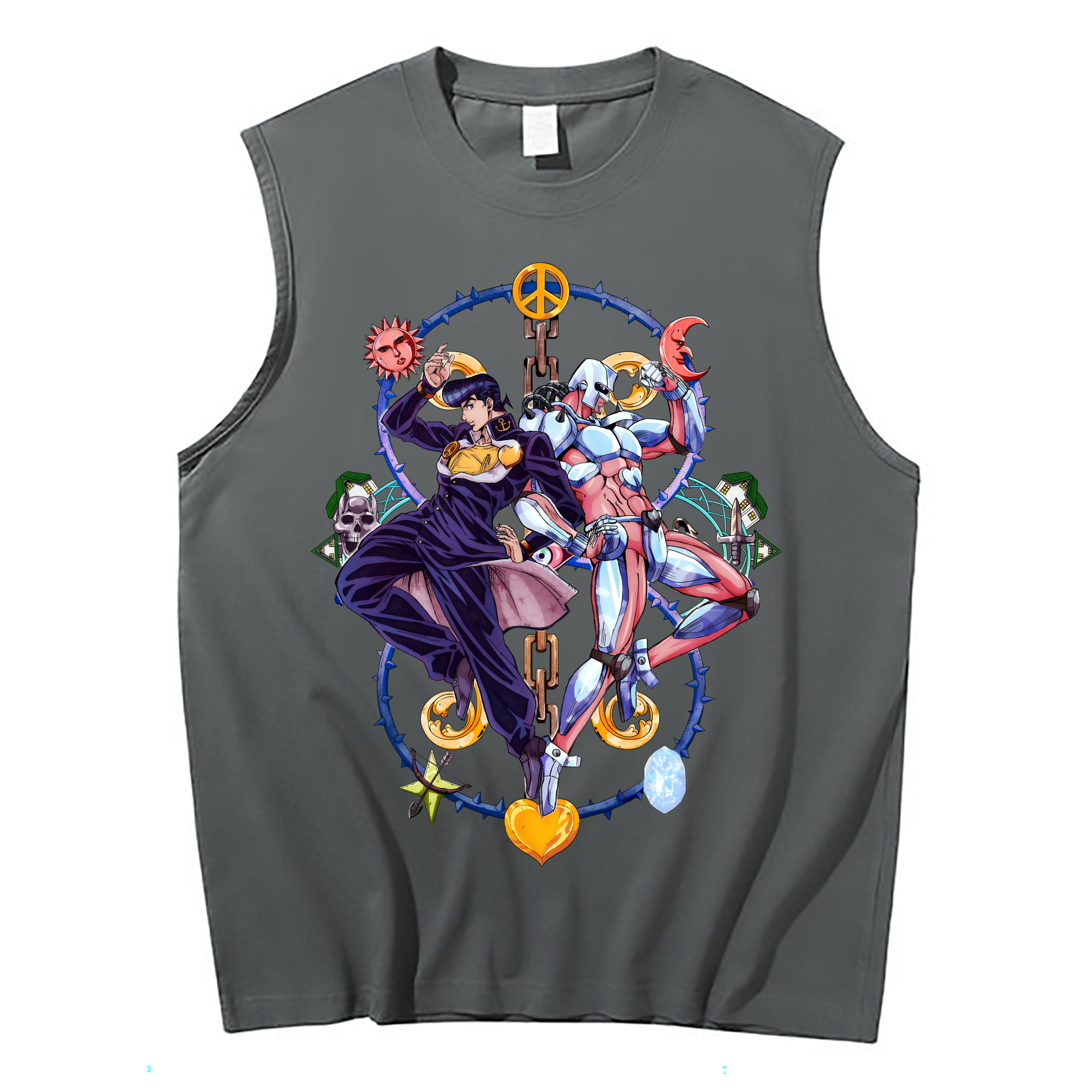 （画像用） ジョジョの奇妙な冒険 ひがしかた じょうすけ JoJo's Bizarre Adventure Higashikata Josuke コットン100％タンクトップ（フロントプリント）